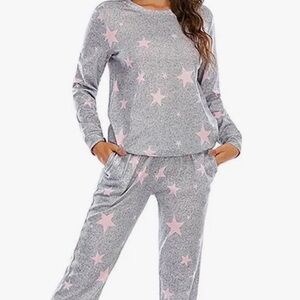 SOLD; Ekouaer Gray and Pink Star Pajamas